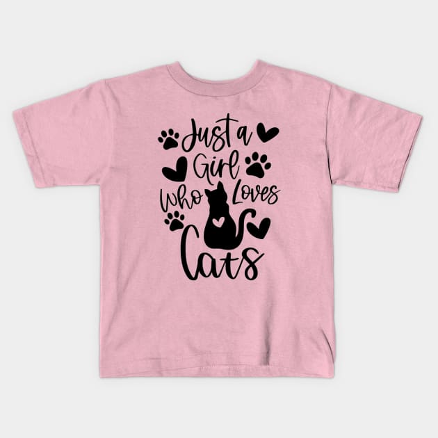Just A Girl Who Loves Cats Kids T-Shirt by autopic